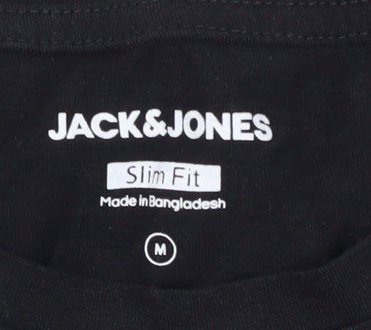 Jack & Jones Men's Black Slim Fit Graphic T-Shirt M