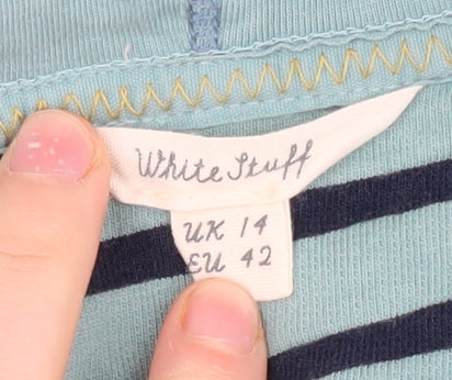White Stuff Women’s Blue Striped Hoodie Size 14