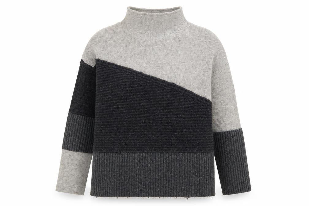 Front view of French Connection Women's Grey Mock Neck Jumper, size S