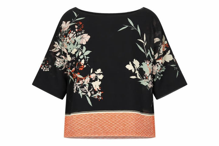 Debenhams Women's Black Floral Tunic Blouse Size 10