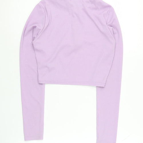 Missy Empire Women's Purple Cropped Long Sleeve Top