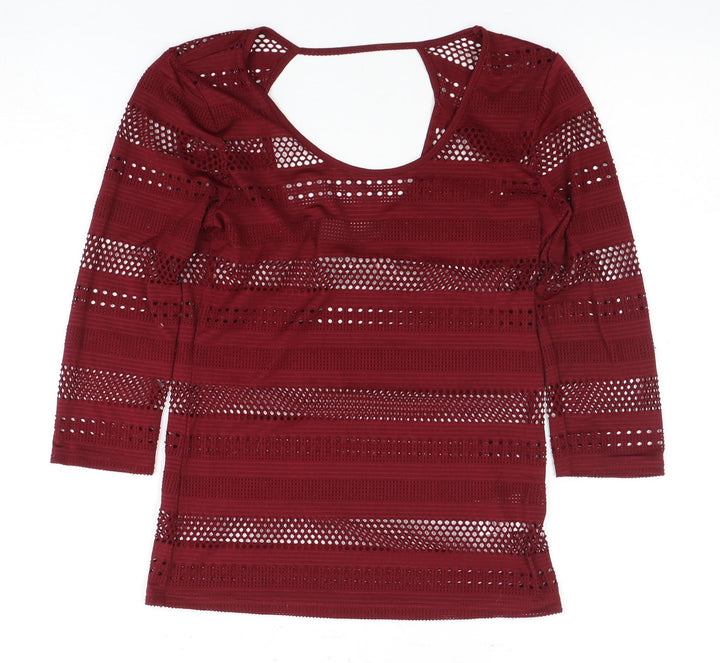 Kimchi Blue Women's Red Mesh Top, Size S