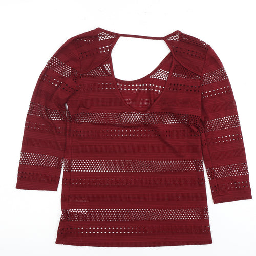 Kimchi Blue Women's Red Mesh Top, Size S