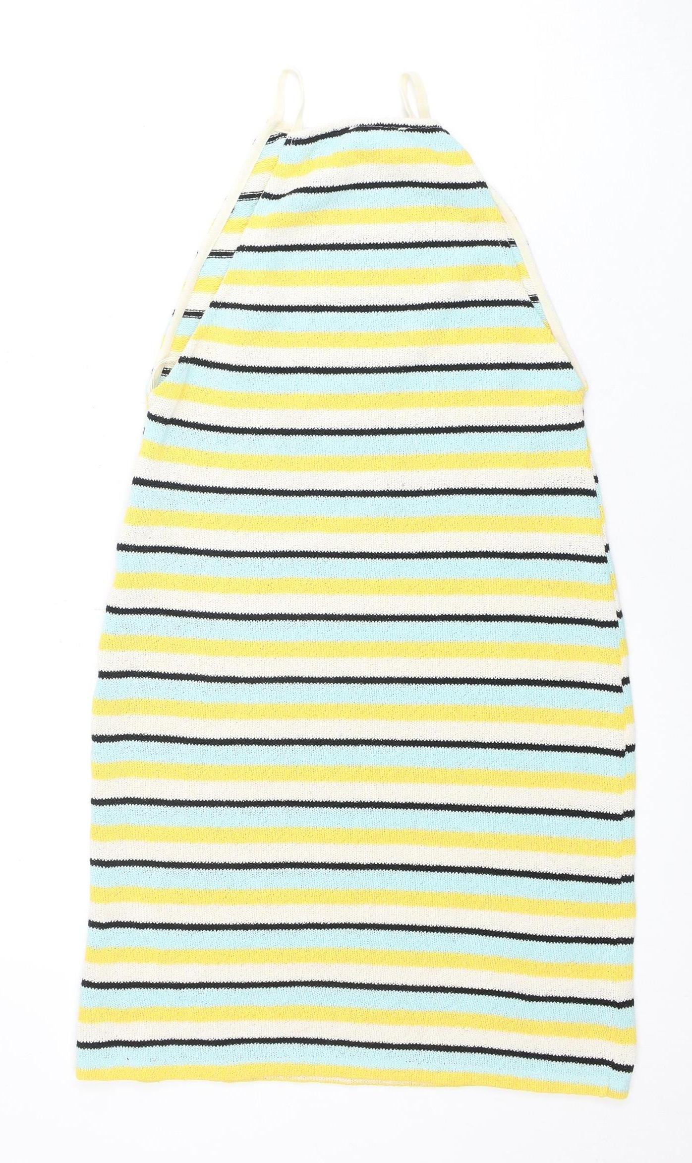 Zara Women's Multicoloured Striped Halter Dress
