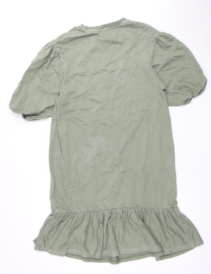 Next Women's Green Puff Sleeve Casual Dress, Size S