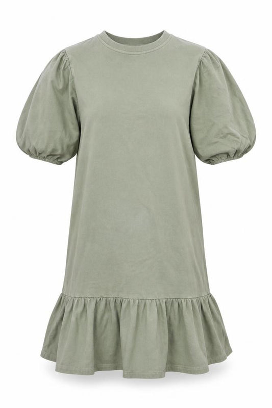 Front view of Next Women's Green Puff Sleeve Casual Dress, size S
