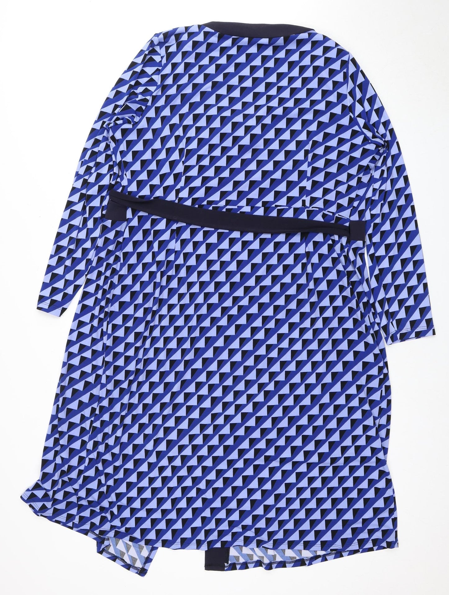 Marks and Spencer Women's Blue Geometric Wrap Dress, Size 18
