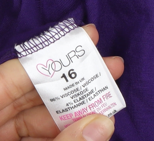 Yours Women's Purple Viscose Dress - Size 16