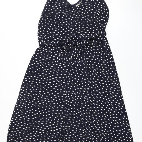 H&M Women's Black Polka Dot A-Line Dress L