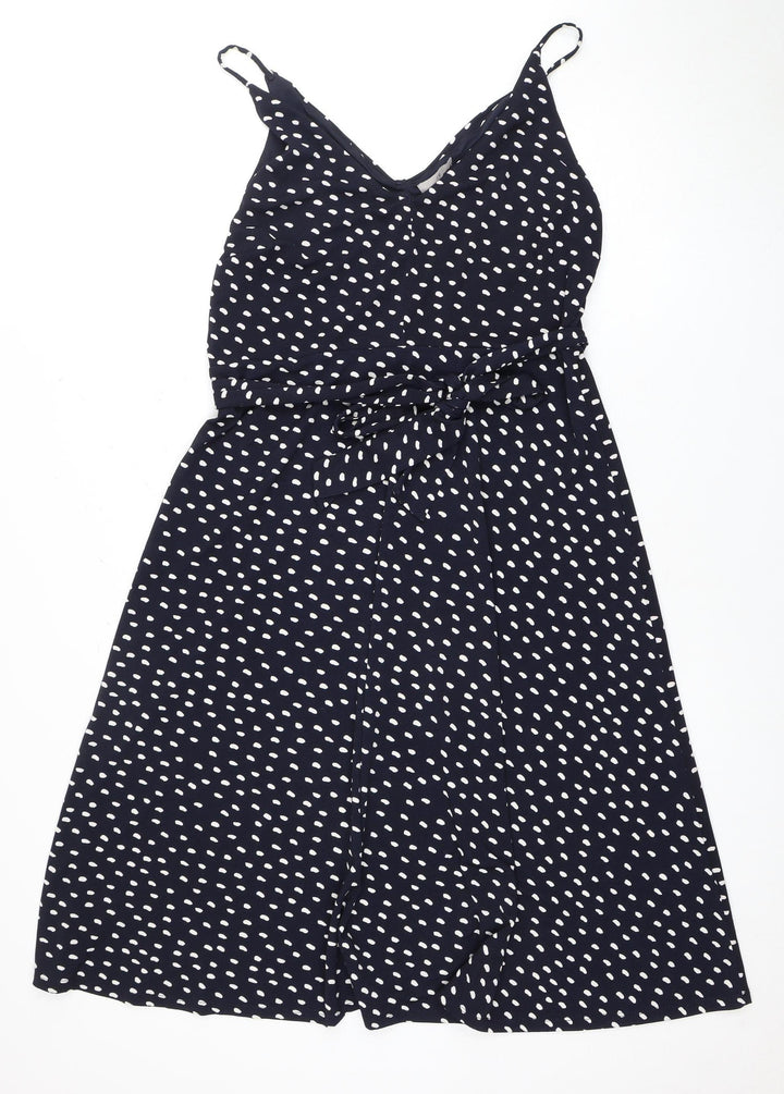 H&M Women's Black Polka Dot A-Line Dress L