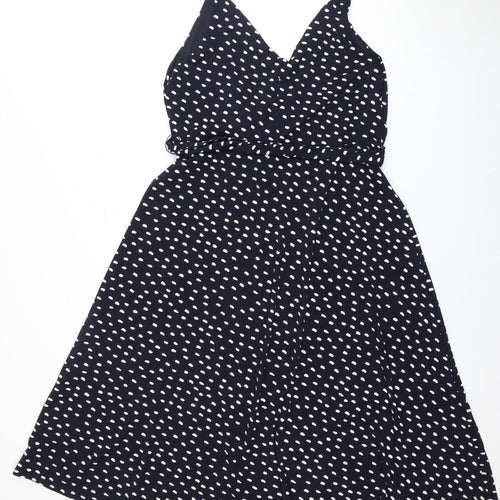 H&M Women's Black Polka Dot A-Line Dress L