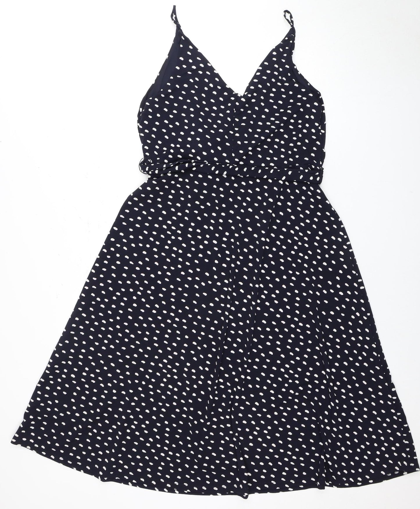 H&M Women's Black Polka Dot A-Line Dress L