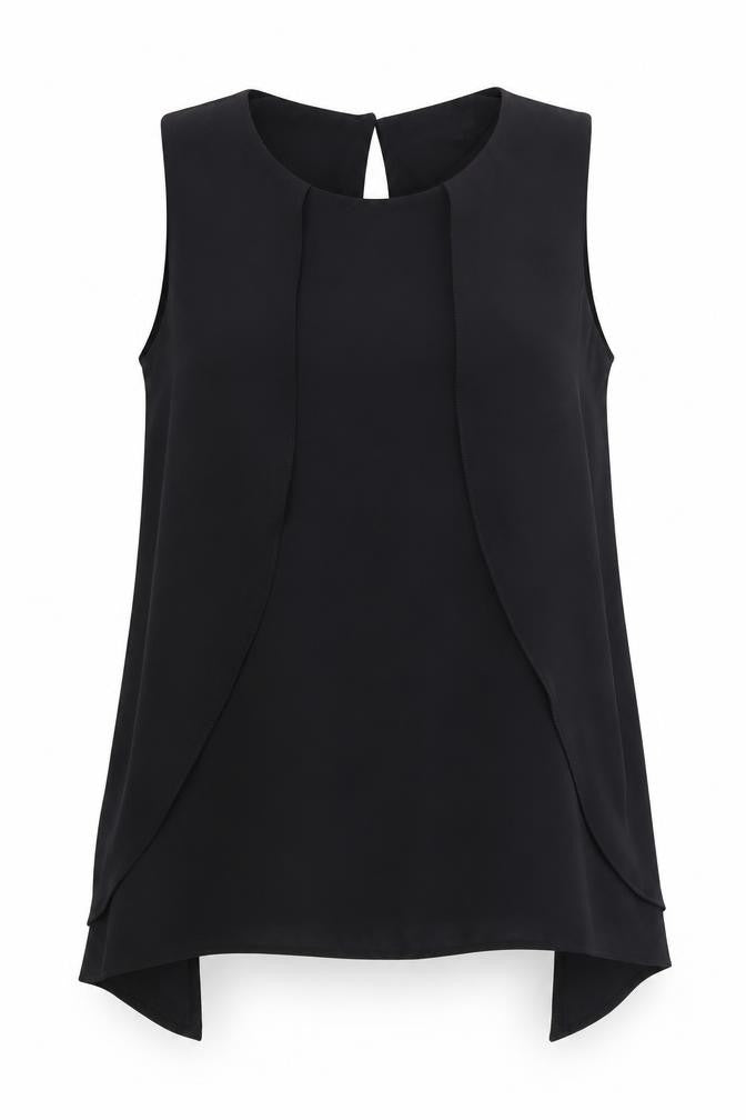 Front view of Paraphrase Women's Black Sleeveless Blouse, size 12