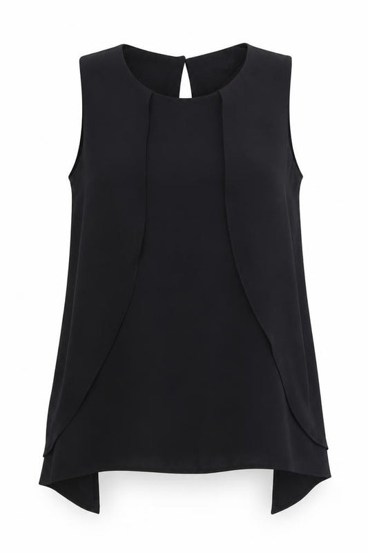 Front view of Paraphrase Women's Black Sleeveless Blouse, size 12