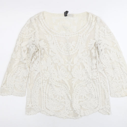 H&M Women's Ivory Lace Blouse, Size 10, Casual