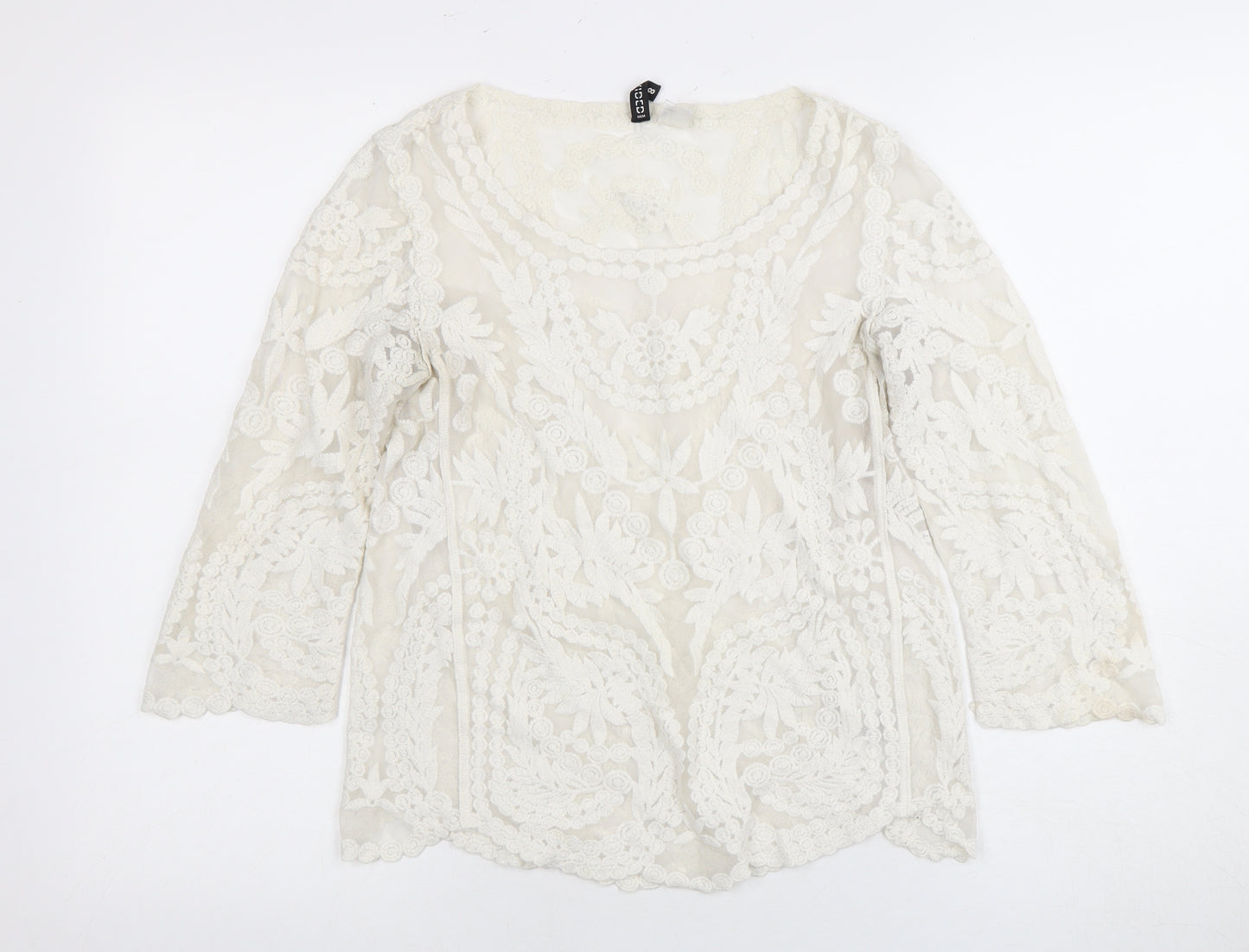 H&M Women's Ivory Lace Blouse, Size 10, Casual
