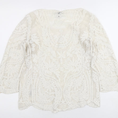 H&M Women's Ivory Lace Blouse, Size 10, Casual