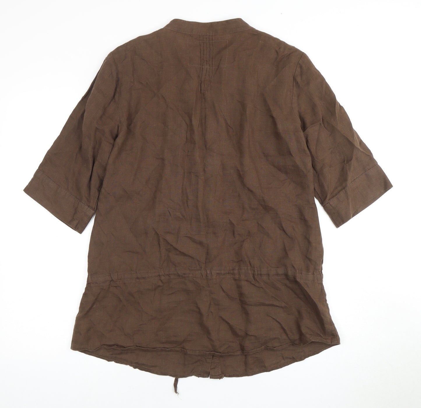 Next Women's Brown Linen Blouse, Size 12, Button Accent