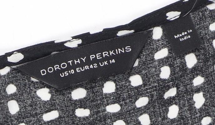 Dorothy Perkins Women's Black Polka Dot Dress Size 14