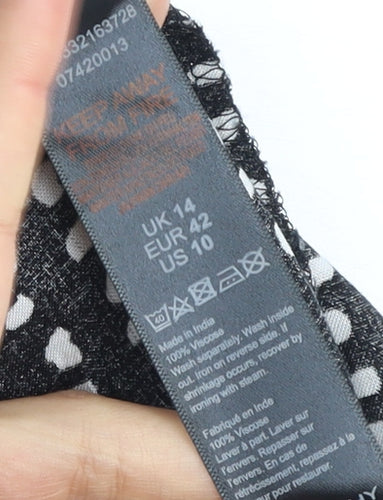 Dorothy Perkins Women's Black Polka Dot Dress Size 14
