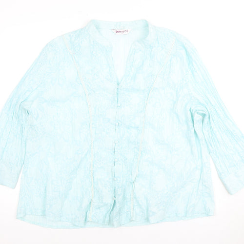 Bonmarche Women's Blue Floral Collared Blouse Size 16