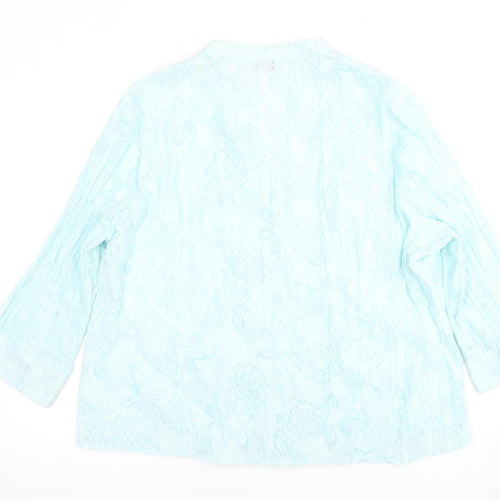 Bonmarche Women's Blue Floral Collared Blouse Size 16