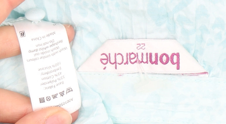 Bonmarche Women's Blue Floral Collared Blouse Size 16