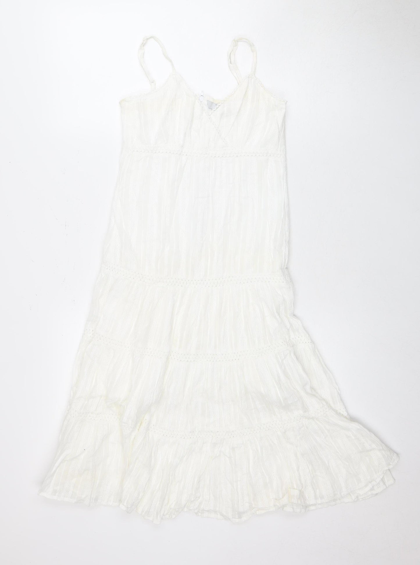 915 Girls White Cotton Sleeveless Dress