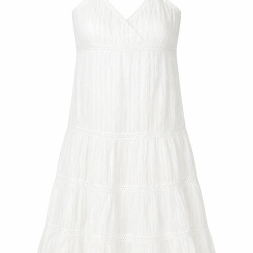 915 Girls White Cotton Sleeveless Dress
