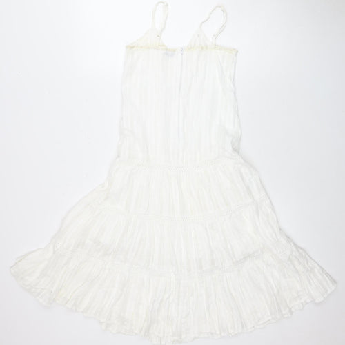 915 Girls White Cotton Sleeveless Dress