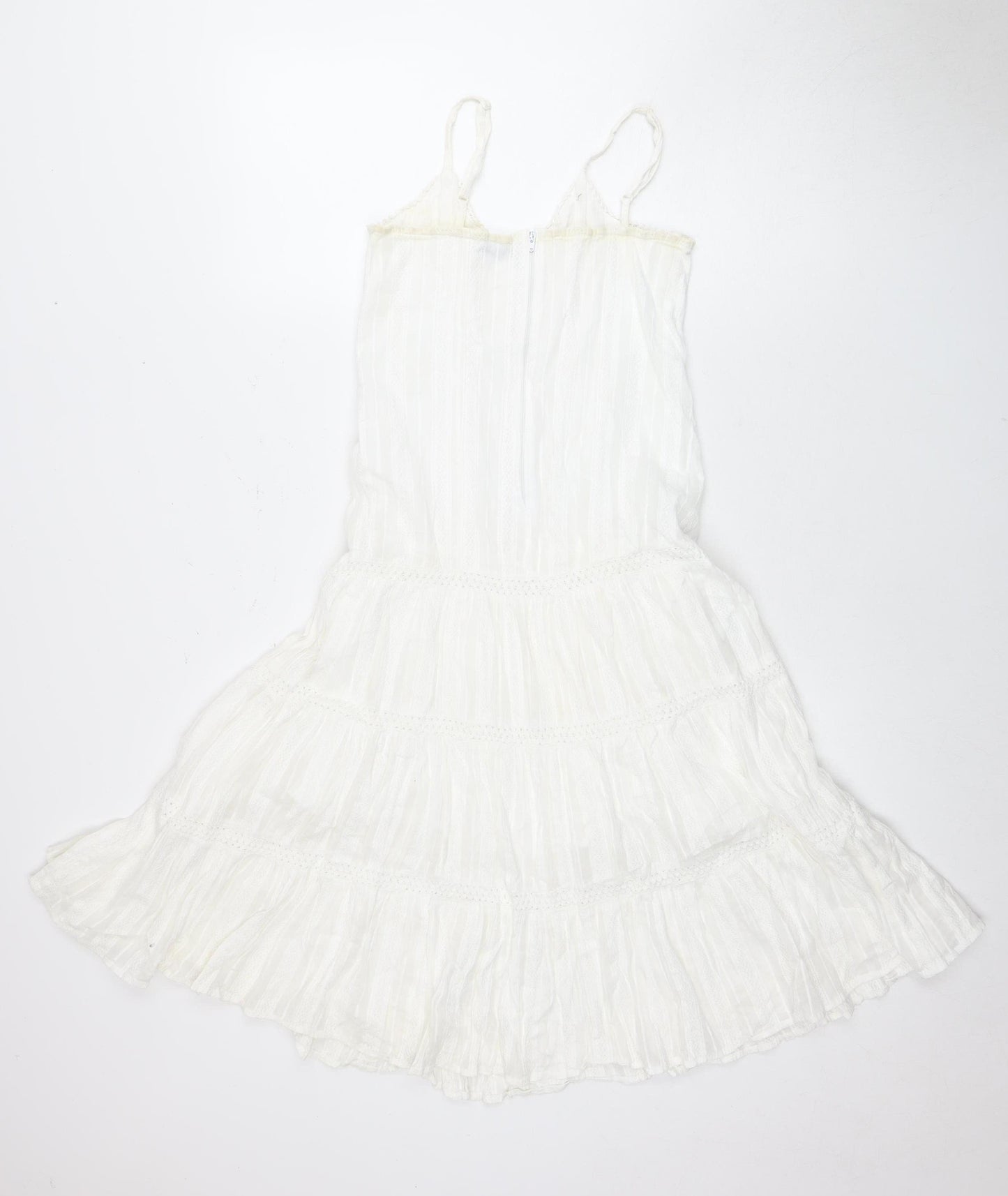 915 Girls White Cotton Sleeveless Dress