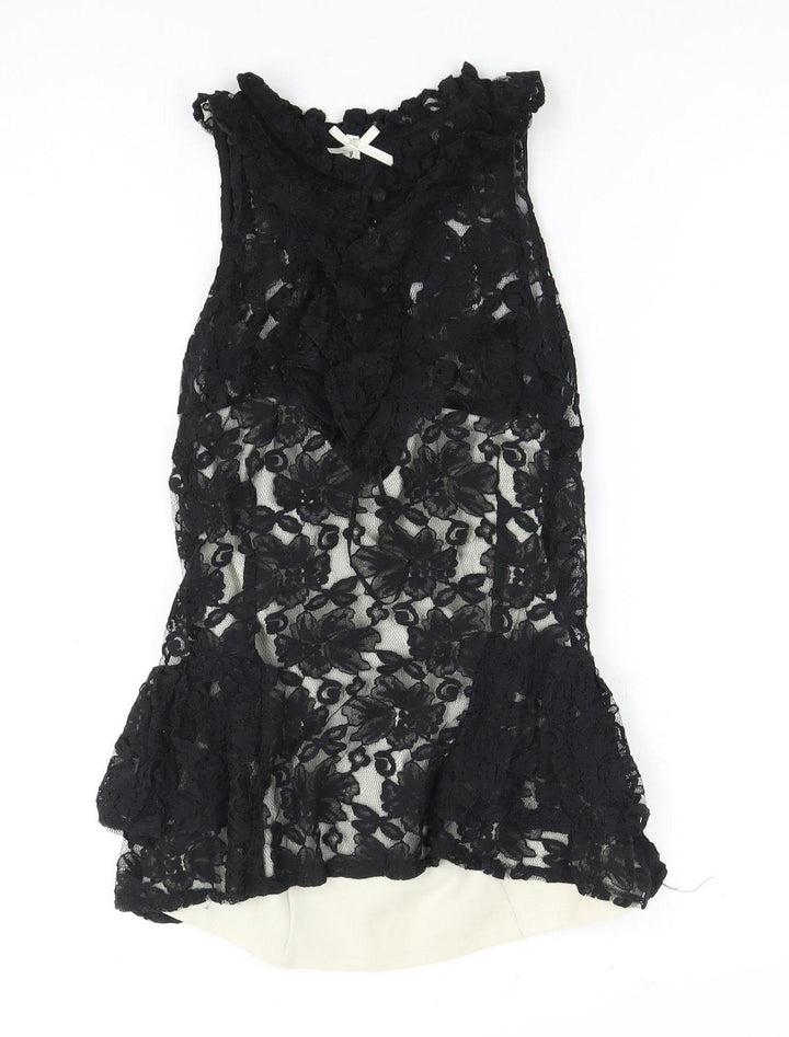 Next Women's Black Lace Sleeveless Top Size 12