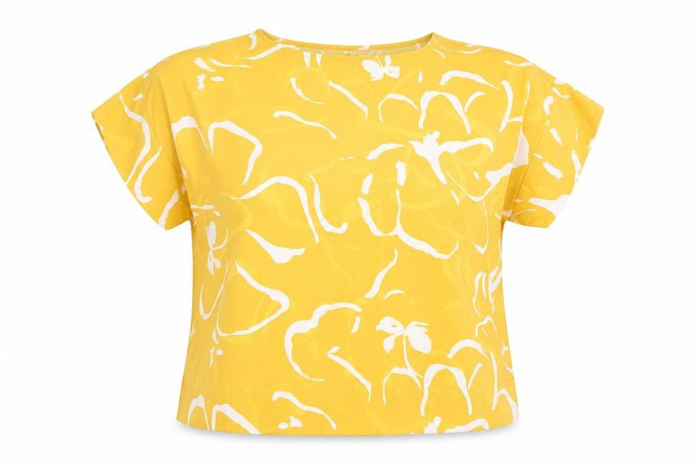 Front view of Vero Moda Women's Yellow Floral Blouse, size M