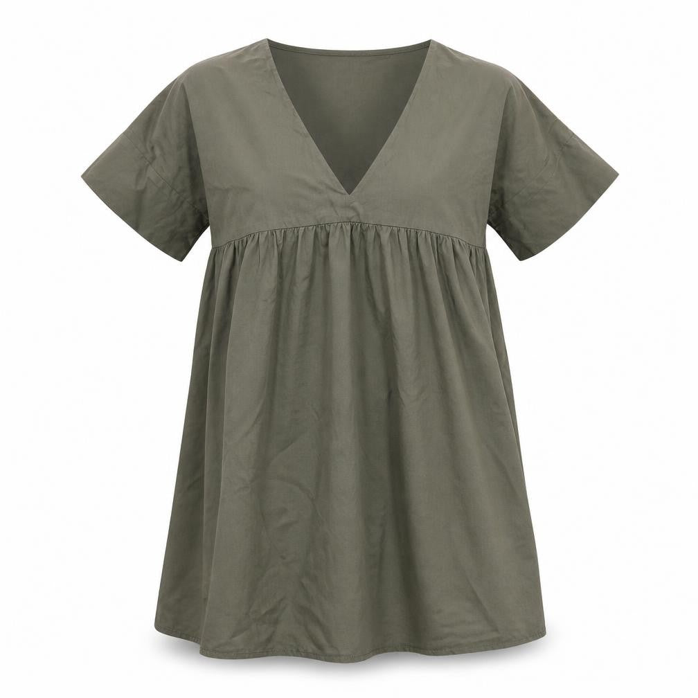 Front view of Boohoo Women's Green V-Neck Shift Dress, size 6