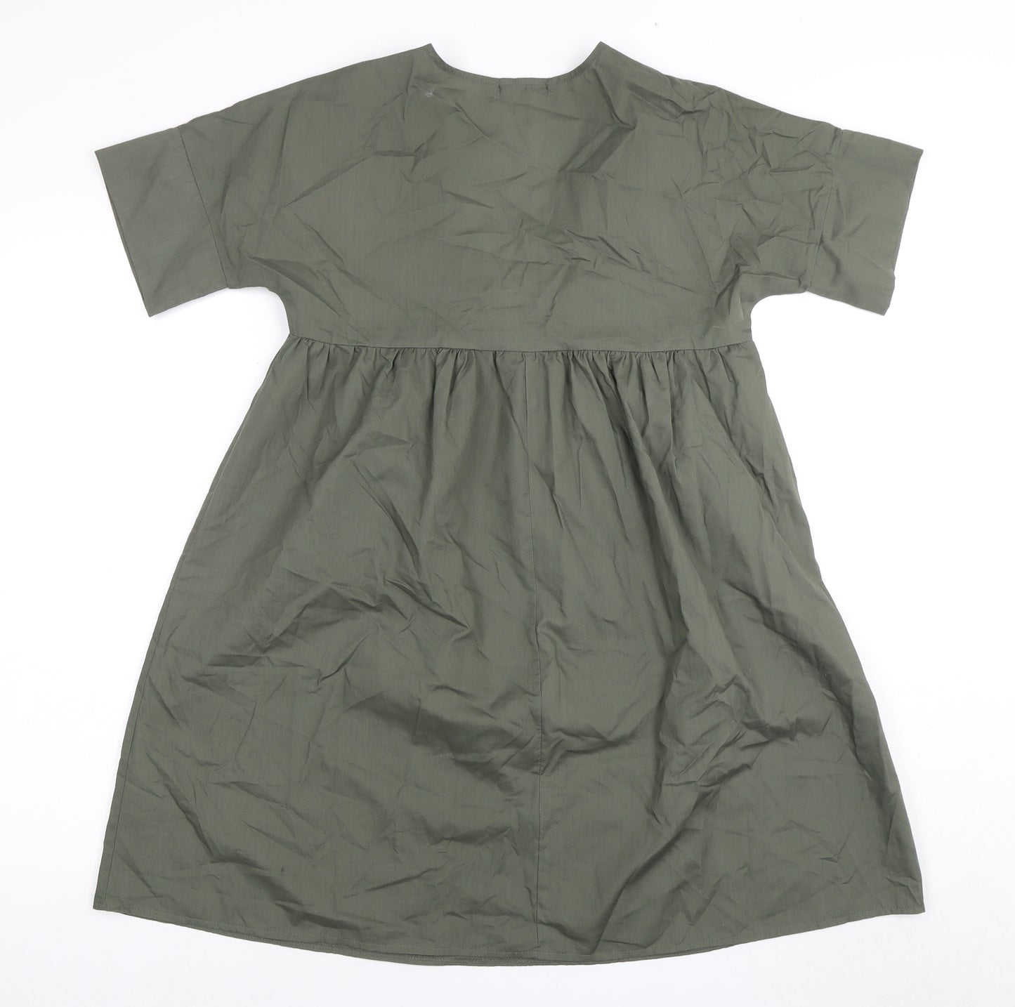Boohoo Women's Green V-Neck Shift Dress Size 6