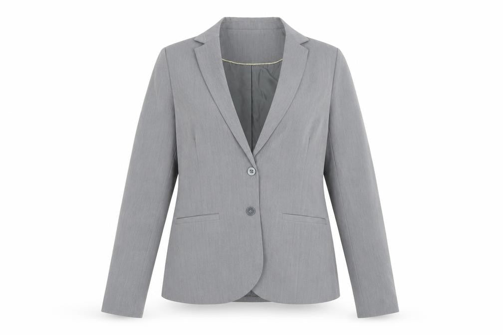 Front view of Rinascimento Grey Women's Two-Button Suit Jacket, size 12
