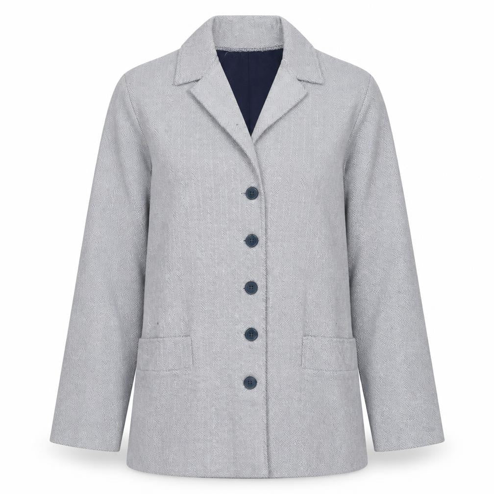 Front view of Weekenders Grey Women's Blazer M, Herringbone Casual