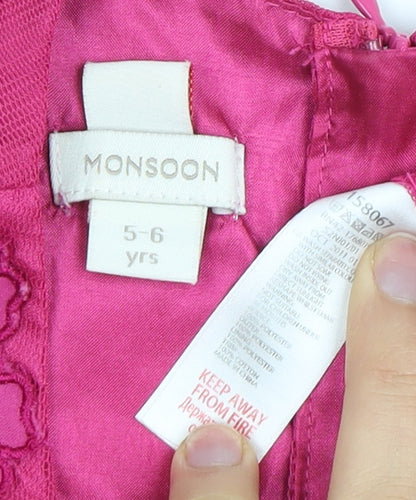 Monsoon Girls Pink Sleeveless Dress Size 5-6 Years