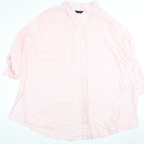 Yours Women Pink Cotton Collared Shirt Size 32