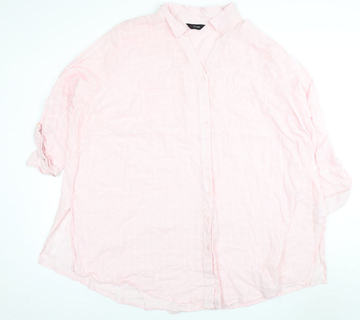 Yours Women Pink Cotton Collared Shirt Size 32