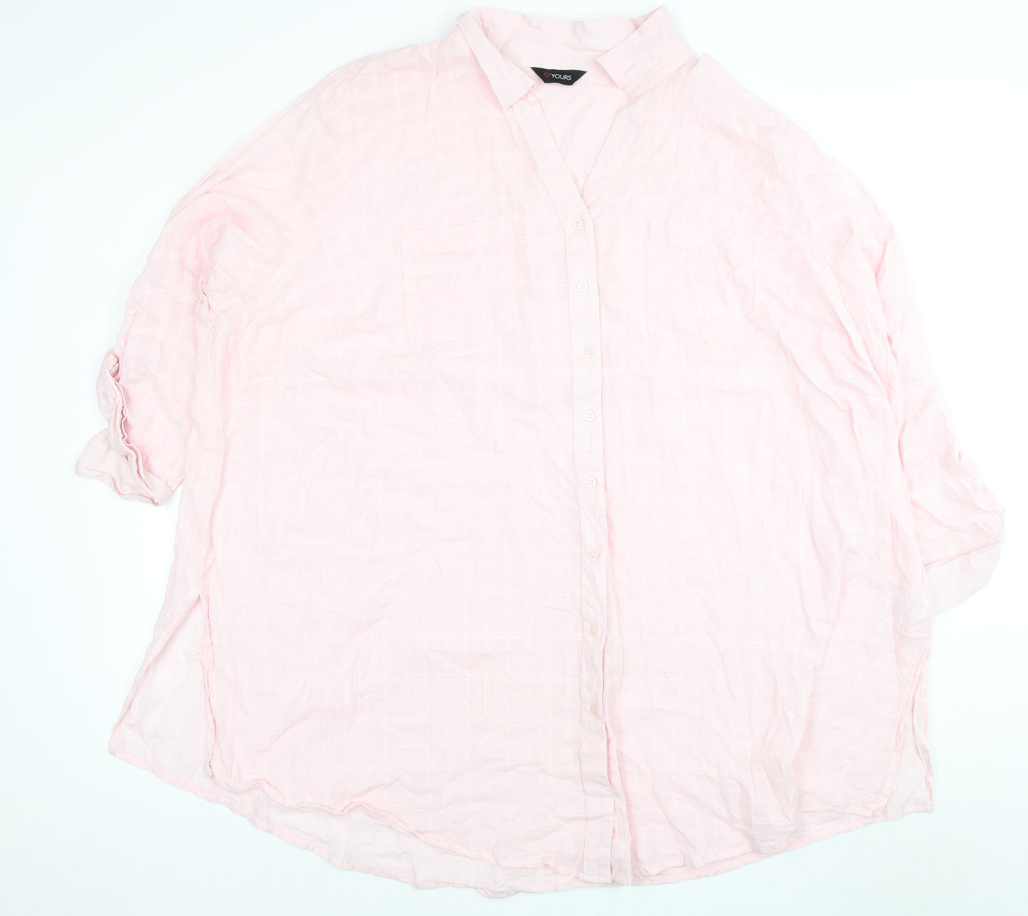 Yours Women Pink Cotton Collared Shirt Size 32