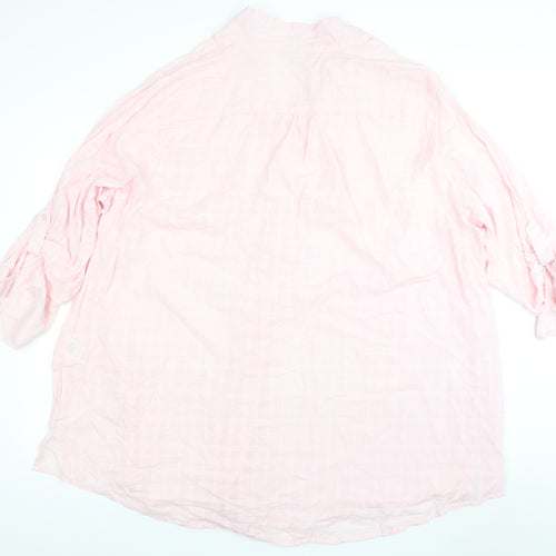 Yours Women Pink Cotton Collared Shirt Size 32