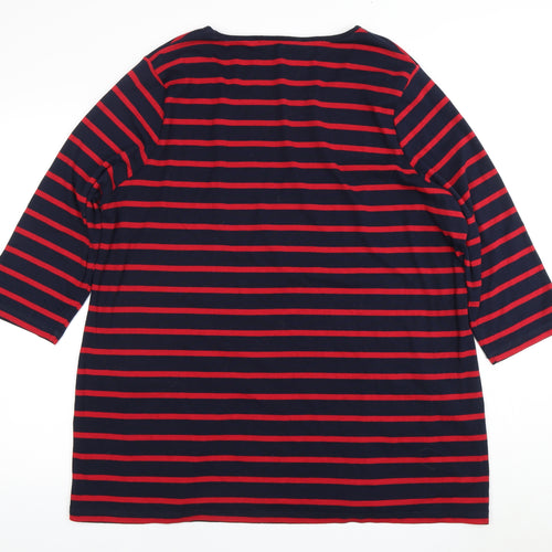 Bonmarche Women's Red Striped Top, Size 24, 3/4 Sleeve