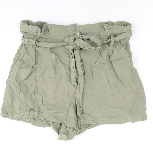 Topshop Women's Green Paperbag Shorts Size 12