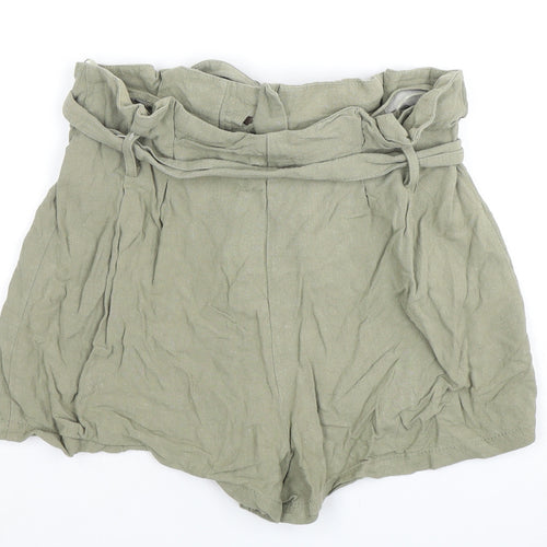 Topshop Women's Green Paperbag Shorts Size 12