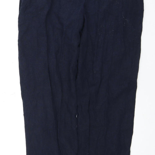 Marks and Spencer Blue Linen Trousers M Unisex Casual