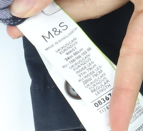 Marks and Spencer Blue Chino Trousers, Size 32