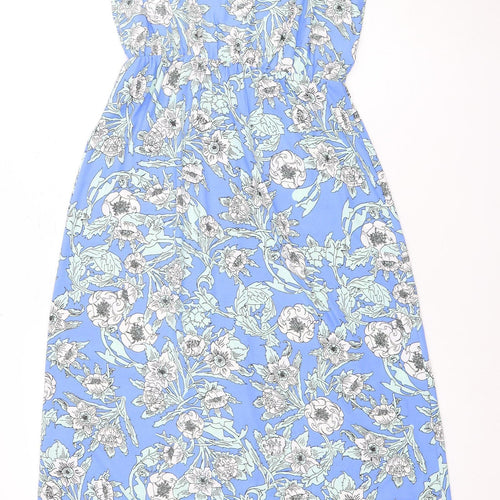 H&M Women's Blue Floral Sleeveless Dress Size 12