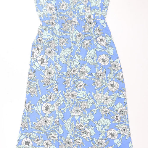 H&M Women's Blue Floral Sleeveless Dress Size 12