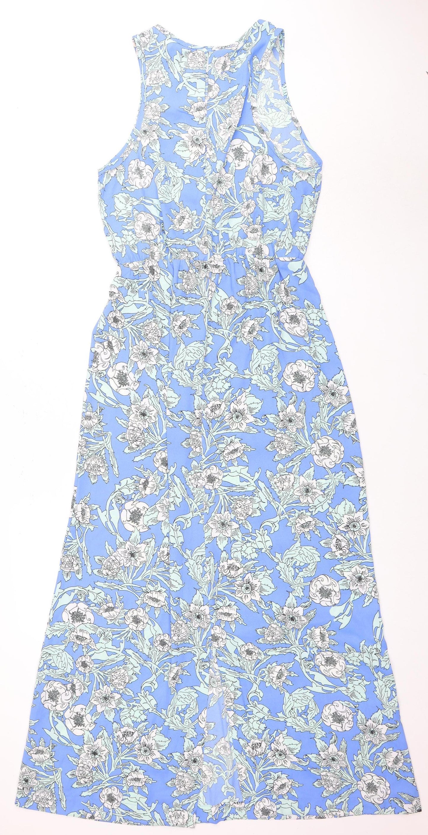 H&M Women's Blue Floral Sleeveless Dress Size 12